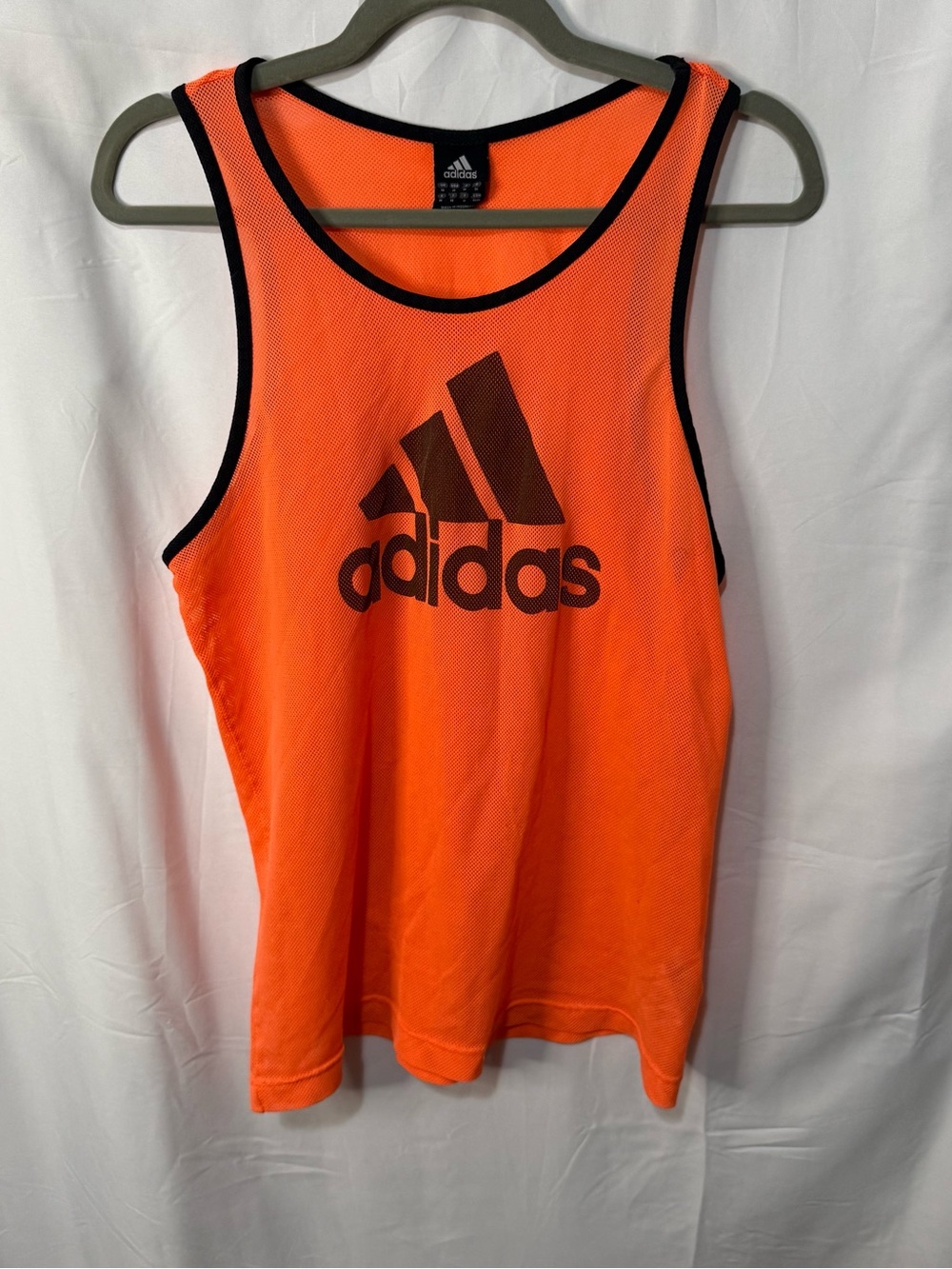 Adidas Bright Orange Mesh Training Tank with Black Trim
